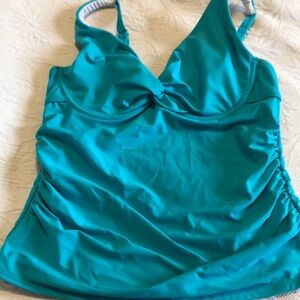 Underwire tank bathing suit top turquoise lined support small adjustable straps